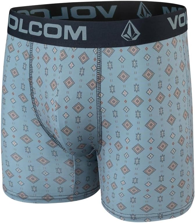 Volcom Mens Boxer Briefs 3 Pack Poly Spandex Performance FLY-LESS Support Boxer Briefs Underwear MulticoloredMuted BlueBright Teal