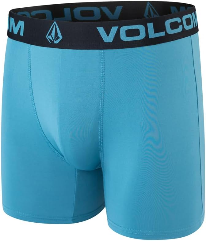 Volcom Mens Boxer Briefs 3 Pack Poly Spandex Performance FLY-LESS Support Boxer Briefs Underwear MulticoloredMuted BlueBright Teal