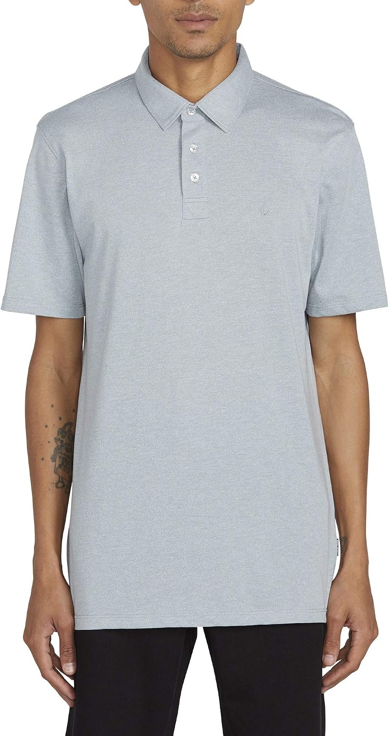 Volcom Men's Wowzer Modern Fit Short Sleeve Polo Shirt Cool Blue
