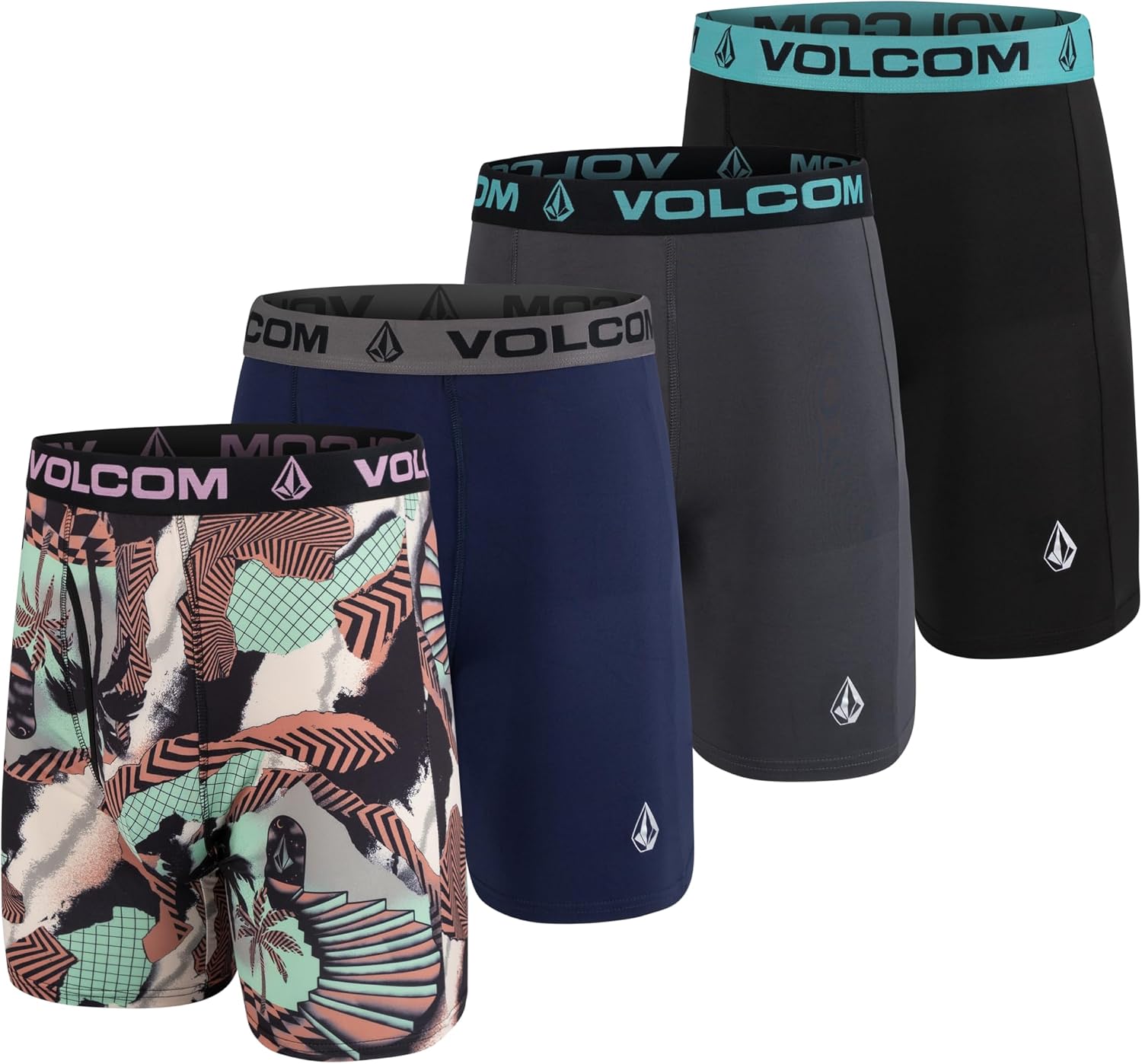 Volcom Mens Boxer Briefs Poly Spandex Performance Boxer Briefs Underwear MultiNavyCharcoalBlack