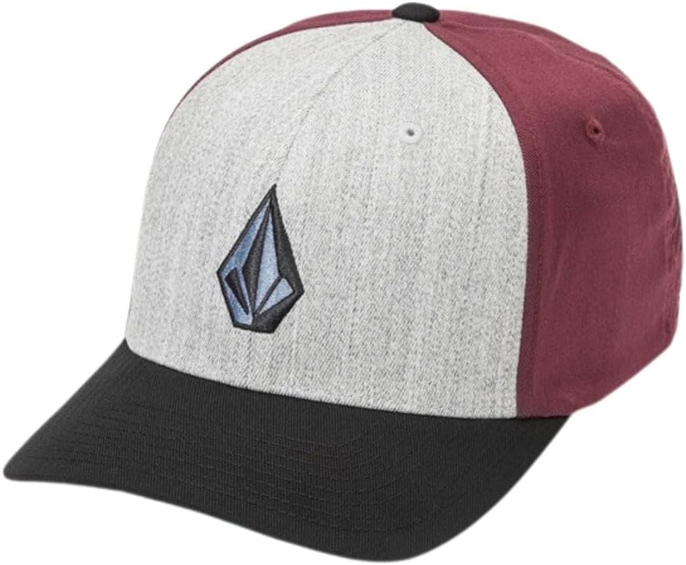 Volcom Men's Full Stone Flexfit Hat - 6-Panel Structured Stretch Twill Baseball Cap Dark Slate