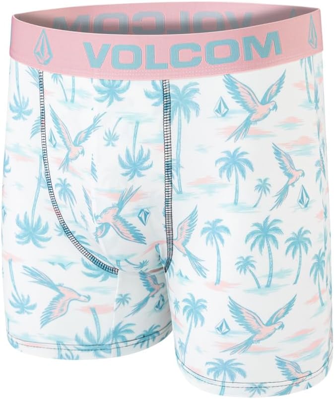 Volcom Mens Boxer Briefs 3 Pack Poly Spandex Performance FLY-LESS Support Boxer Briefs Underwear Caribbean BlueWhitePink