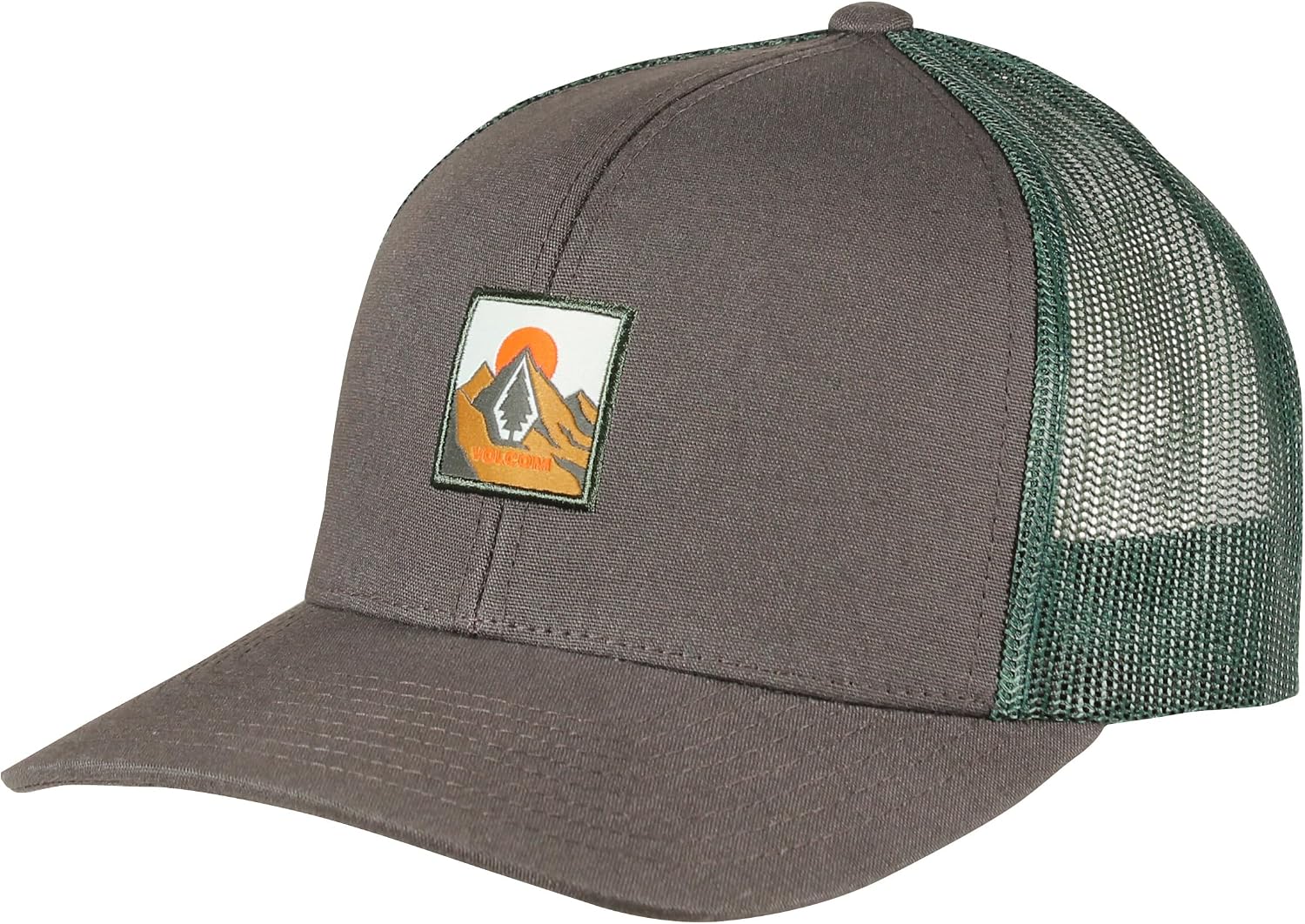 Volcom Men's Mesh Trucker Hat - Adjustable Snapback Cap, Breathable Structured Front Panel Dark Pine