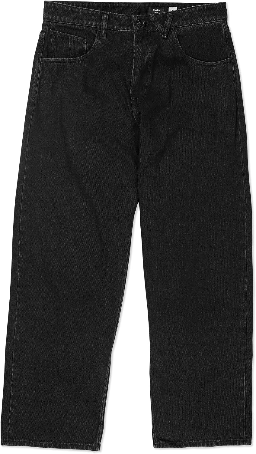 Volcom Men's Billow Loose Fit Baggy Denim Jeans – Relaxed Vintage Style, Soft Cotton Denim, Wide Leg Black