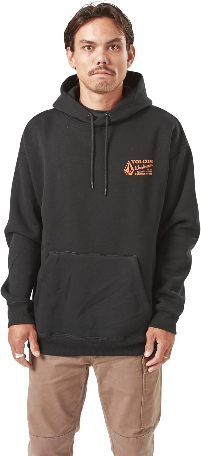 Volcom Men's Workwear Pullover Hoodie – Soft Brushed Fleece Ink