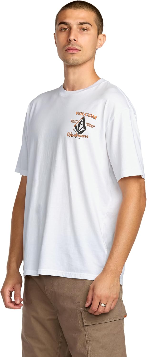 Volcom Men's Pour Choices Short Sleeve Workwear Tee White Enamel