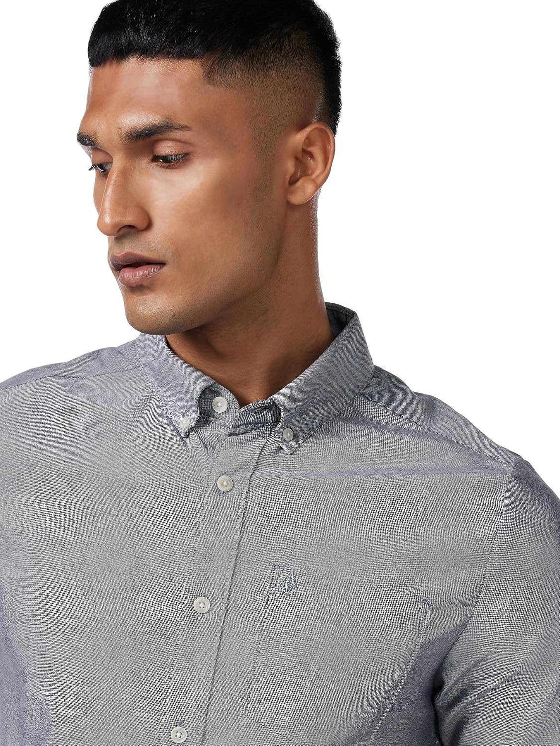 Volcom Men's Everett Oxford Short Sleeve Button Down Woven Shirt Black Black