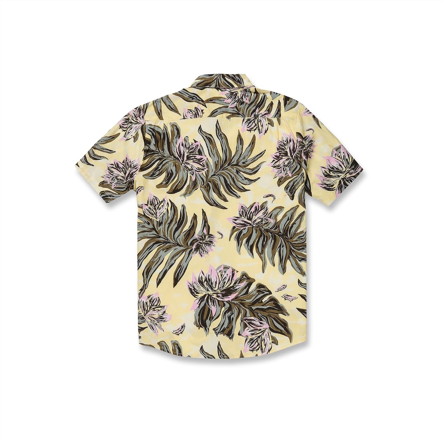 Volcom Men's Regular Marble Floral Short Sleeve Button Down Hawaiian Shirt Dawn Yellow