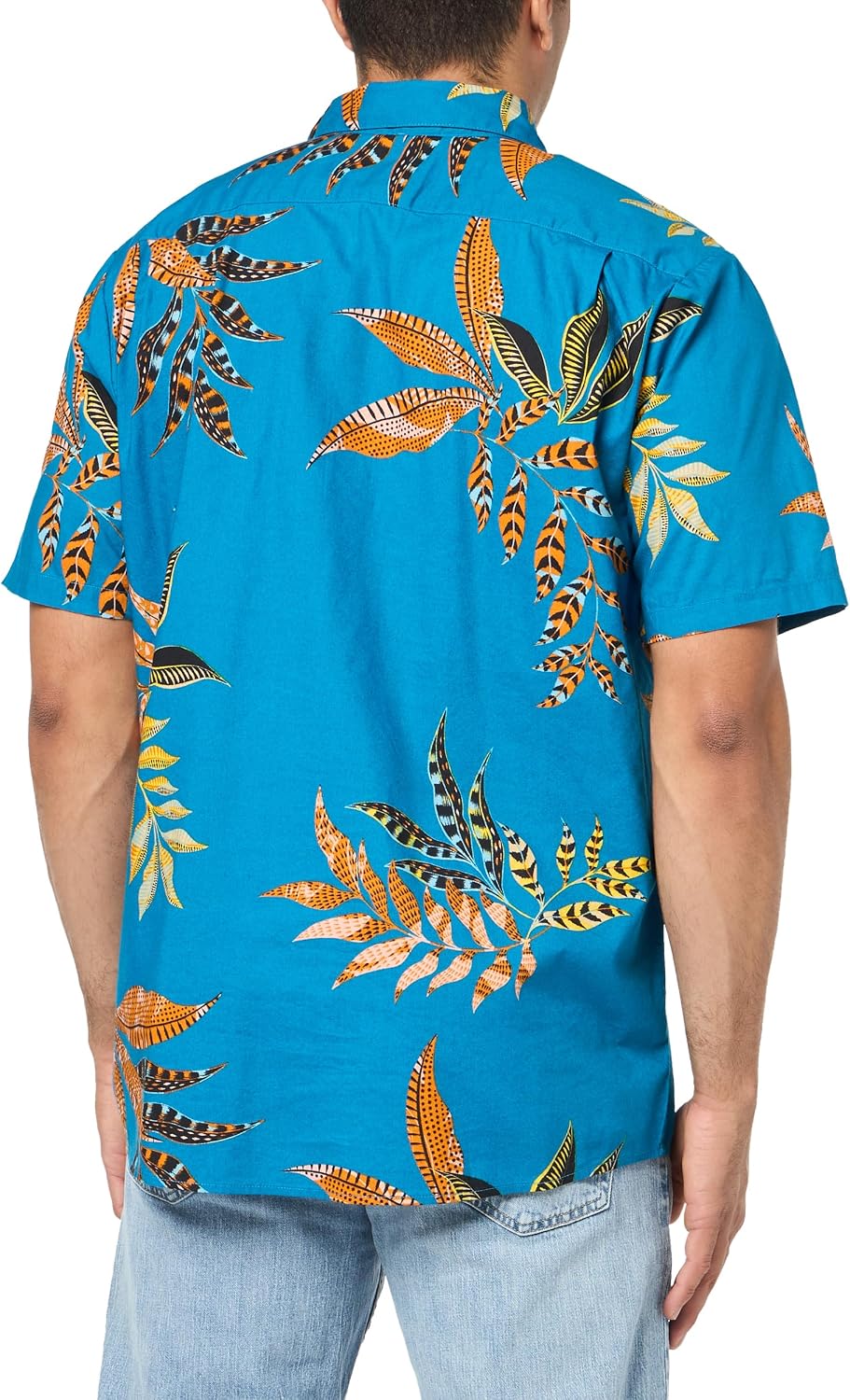 Volcom Men's Regular Marble Floral Short Sleeve Button Down Hawaiian Shirt Ocean Teal