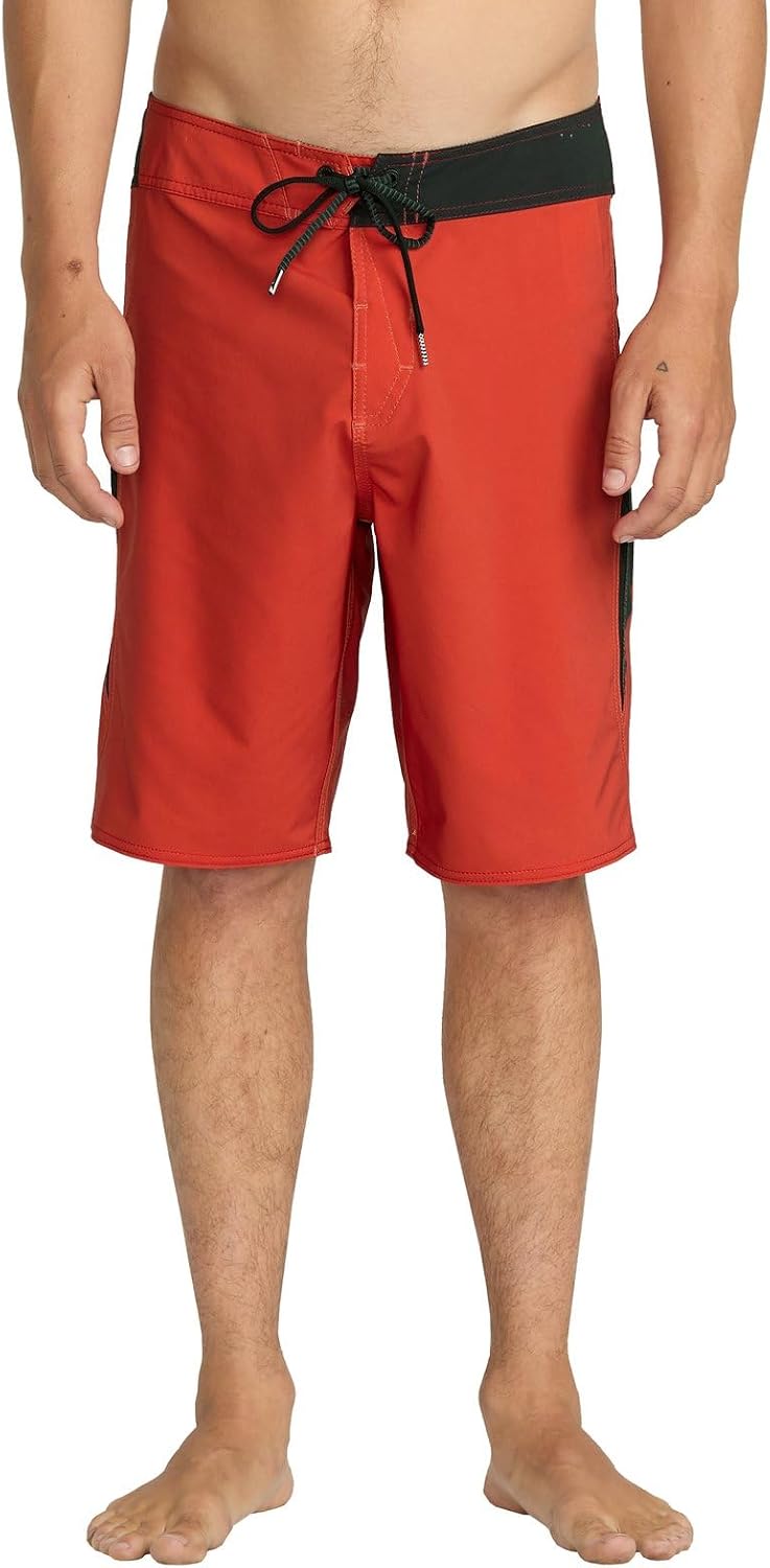 Volcom Men's 16" Elastic Waist Swim Trunks- Stretchable, UPF 50+, Quick Dry Swim Bottoms Chili Red