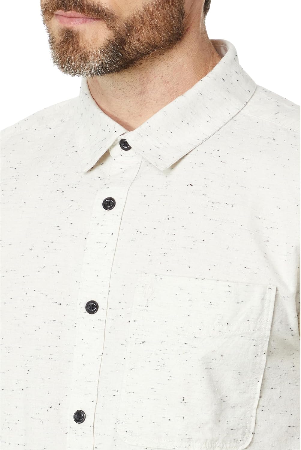Volcom Men's Date Knight Short Sleeve Classic Fit Button Down Shirt Off-white