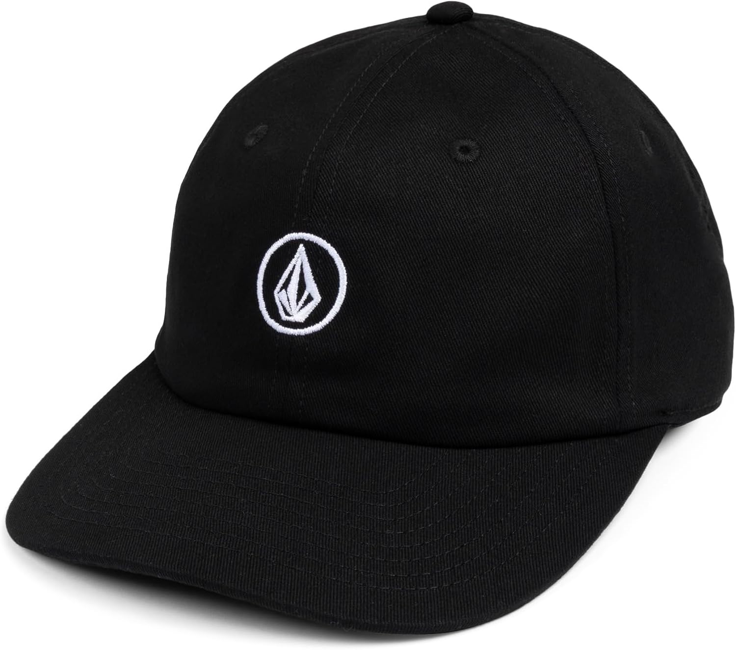 Volcom Men's Full Stone Dad Hat – Adjustable Strapback Cap Embroidered Logo Black V
