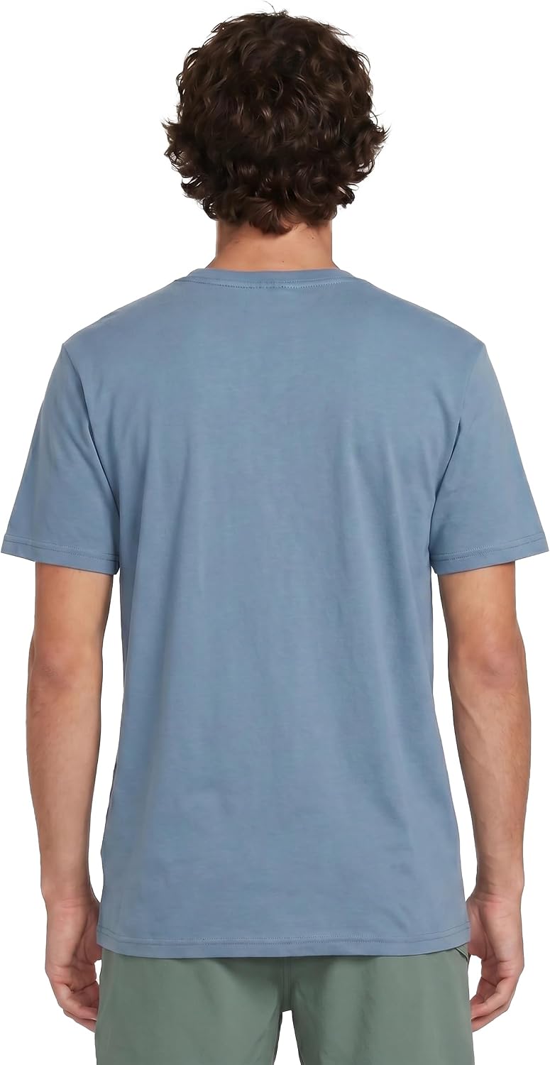 Volcom Men's Stone Fill Short Sleeve T-Shirt – Crewneck Graphic Tee Steel Blue