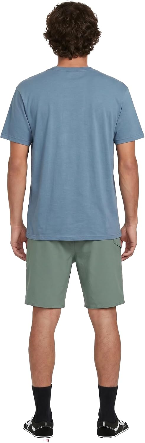 Volcom Men's Stone Fill Short Sleeve T-Shirt – Crewneck Graphic Tee Steel Blue
