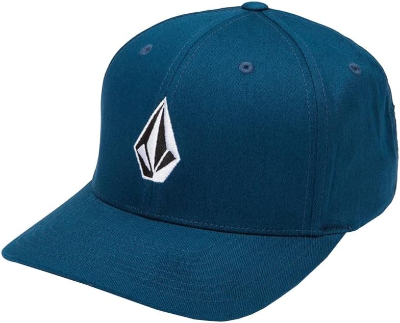 Volcom Men's Full Stone Flexfit Hat - 6-Panel Structured Stretch Twill Baseball Cap Deep Blue Blue