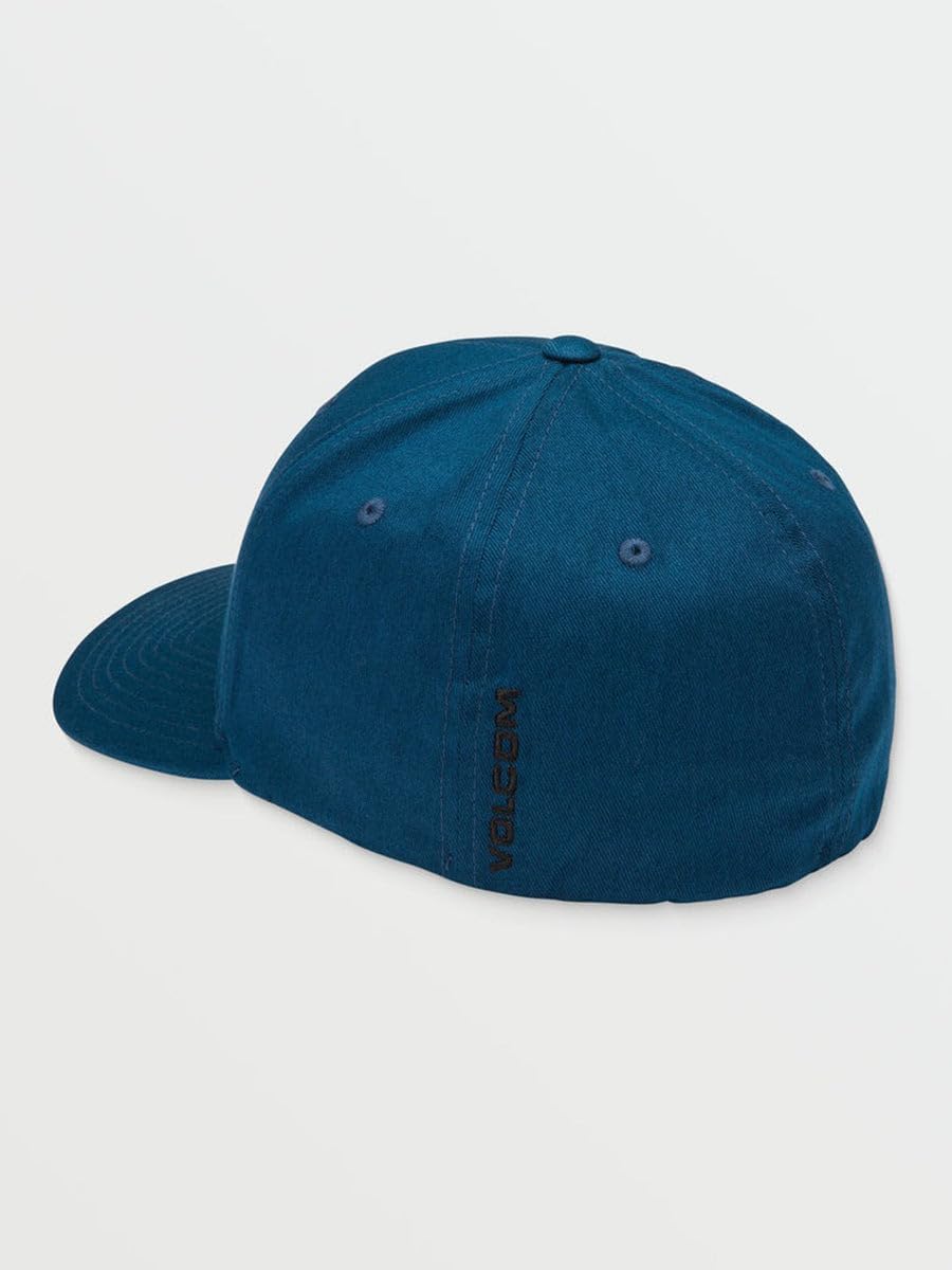 Volcom Men's Full Stone Flexfit Hat - 6-Panel Structured Stretch Twill Baseball Cap Deep Blue Blue