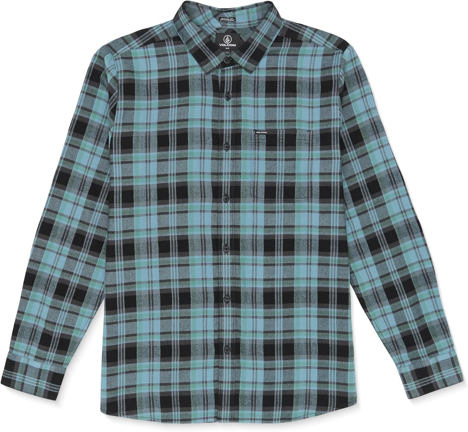 Volcom Men's Caden Plaid Long Sleeve Blue Rinser