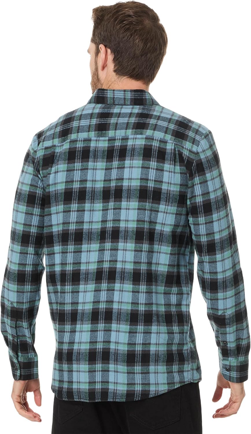 Volcom Men's Caden Plaid Long Sleeve Blue Rinser
