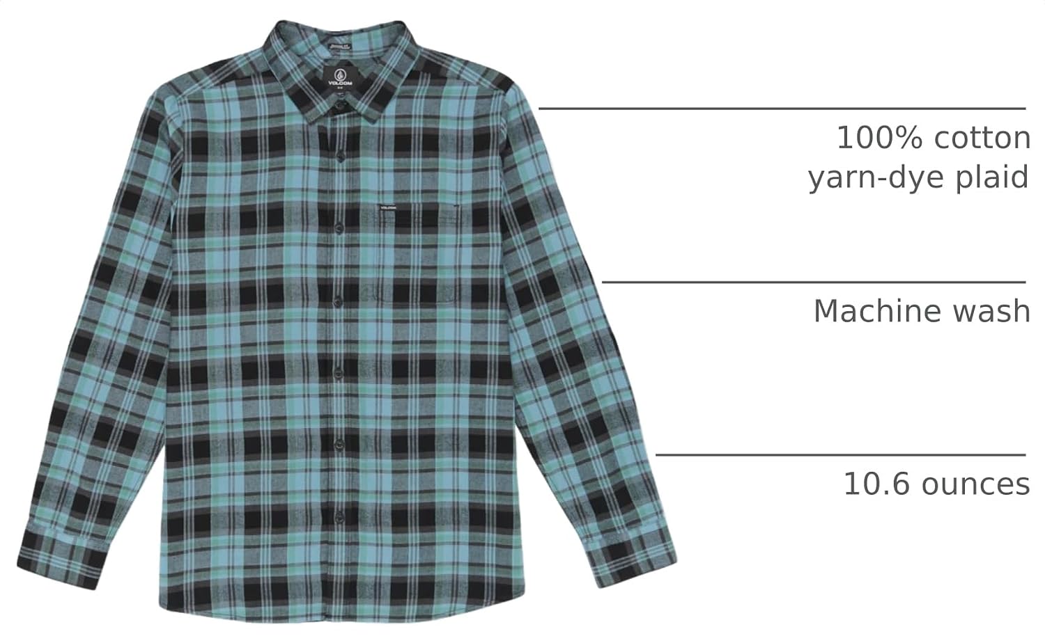 Volcom Men's Caden Plaid Long Sleeve Blue Rinser