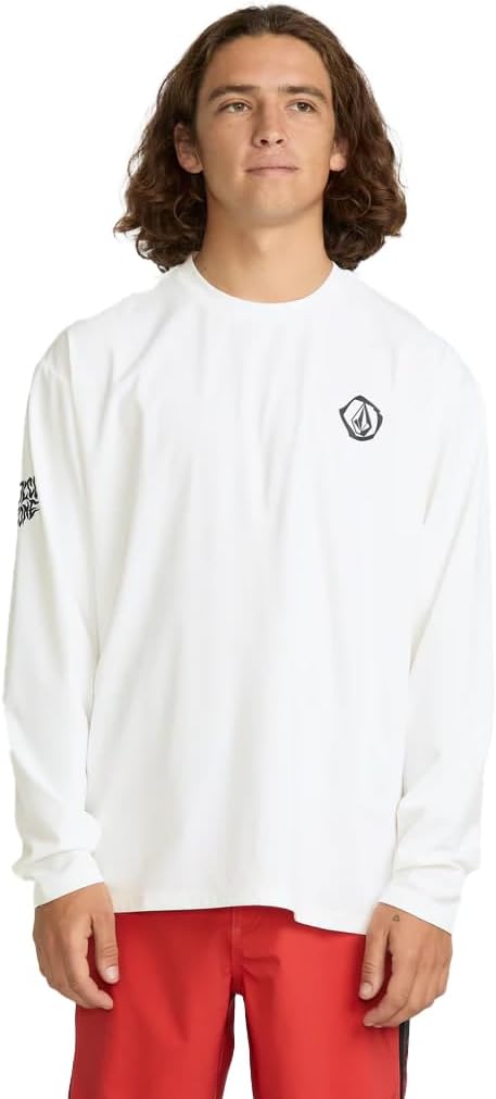 Volcom Taunt Loose Fit Long Sleeve Rashguard White-a