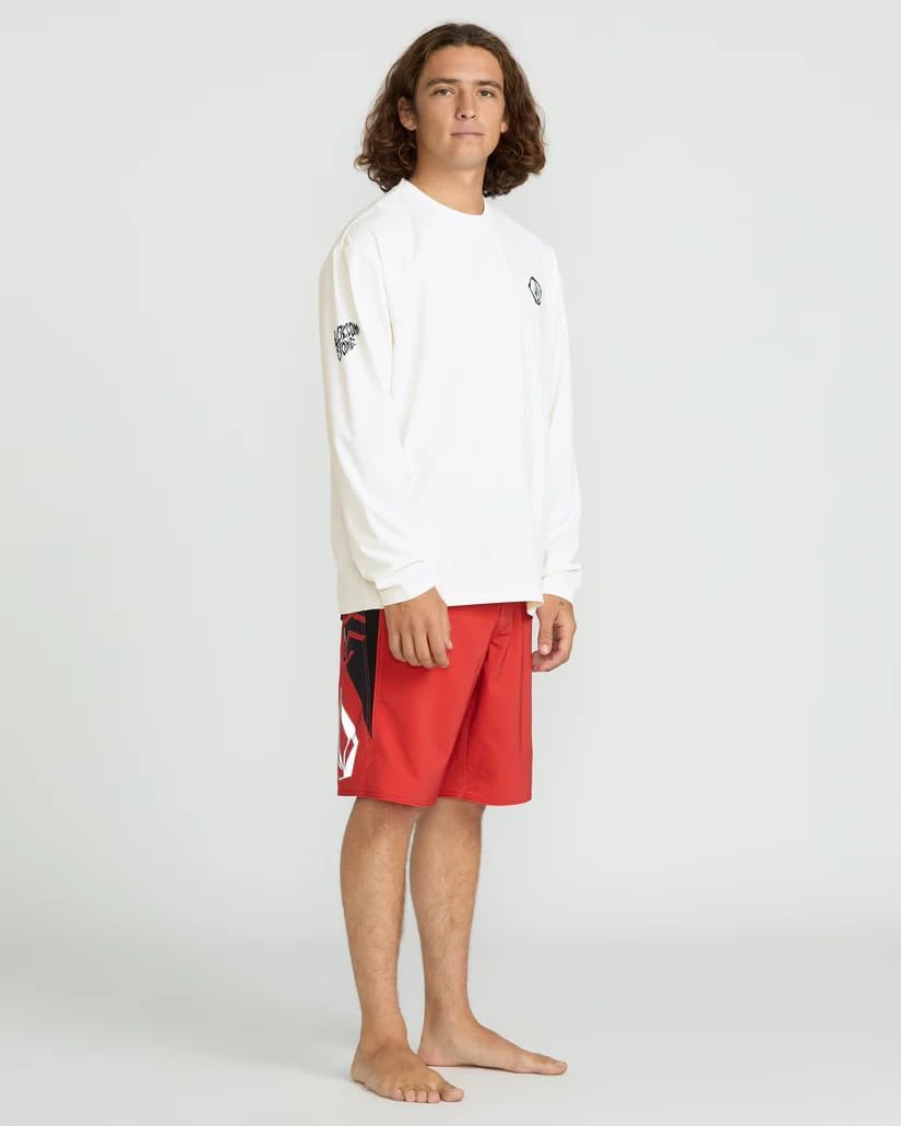 Volcom Taunt Loose Fit Long Sleeve Rashguard White-a
