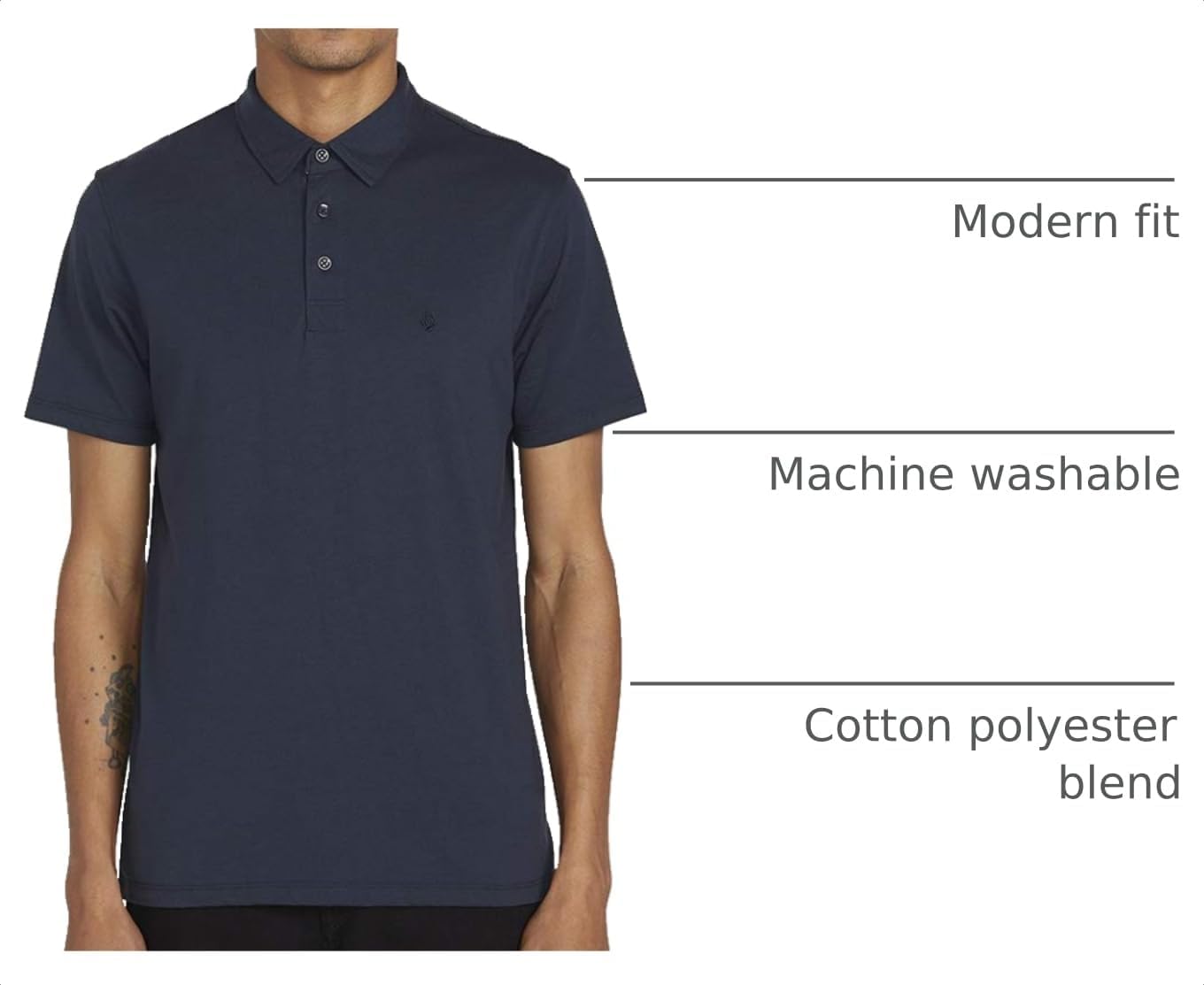 Volcom Men's Wowzer Modern Fit Short Sleeve Polo Shirt Navy 1