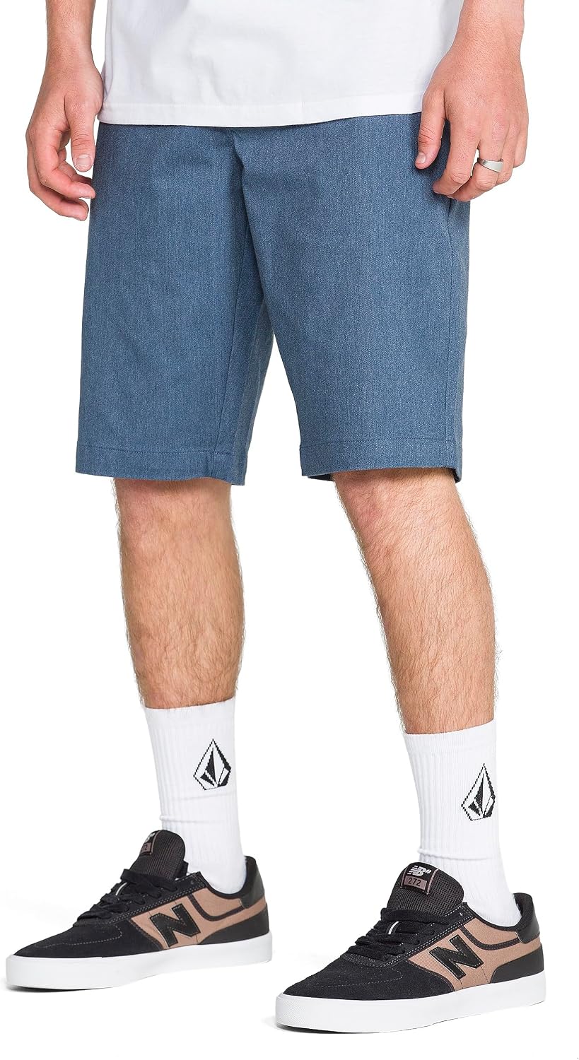 Volcom Men's Vmonty Chino Shorts – 22 Outseam, Relaxed Fit, Durable Cotton Fabric Heather Blue
