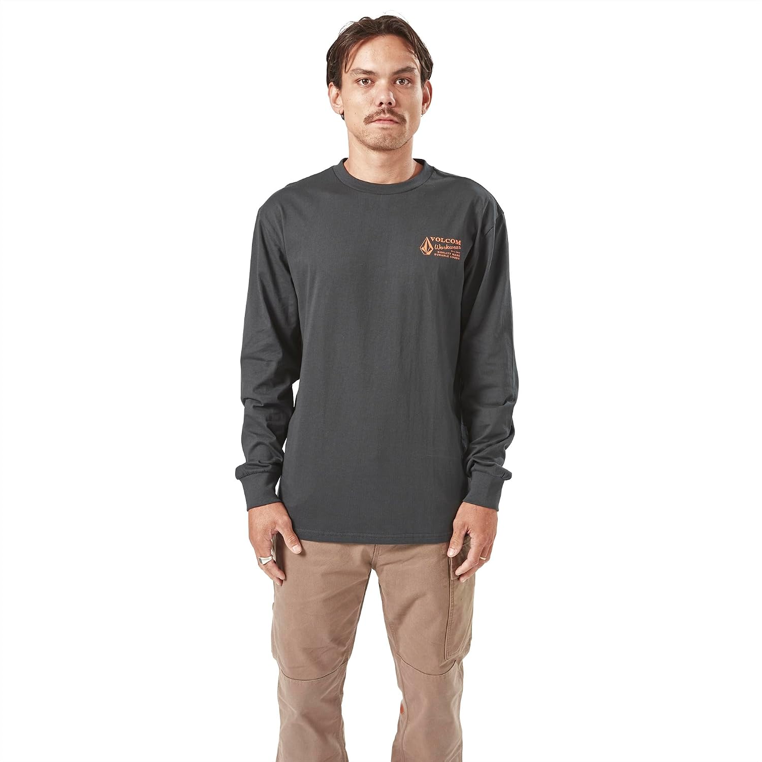 Volcom Men's Long Sleeve Workwear T-Shirt Black Workwear