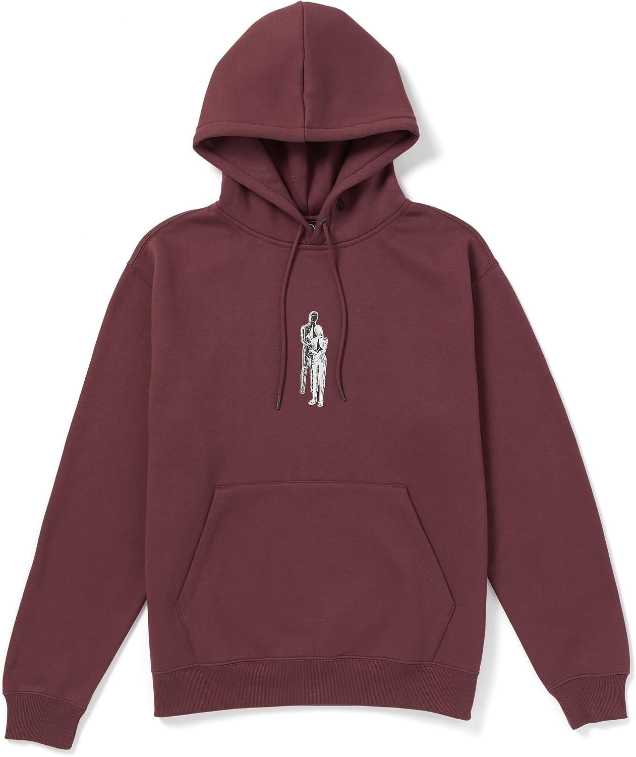 Volcom Men's Pullover Logo Fleece Hooded Sweatshirt – Soft Brushed Interior, Classic Fit, Kangaroo Pocket, Ribbed Cuffs & Hem Merlot