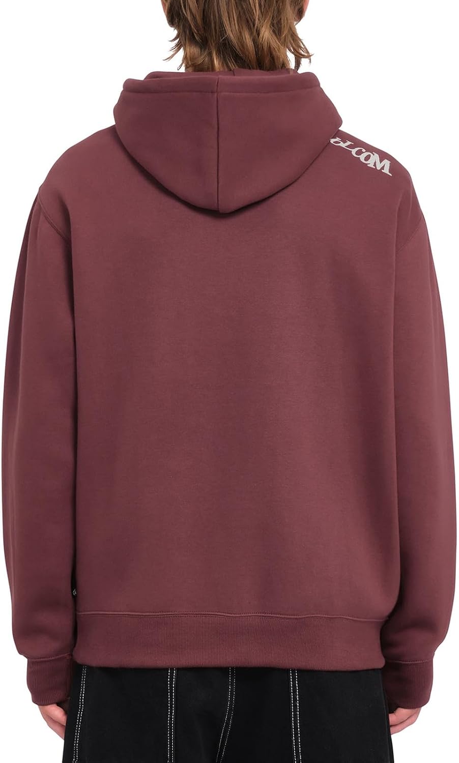 Volcom Men's Pullover Logo Fleece Hooded Sweatshirt – Soft Brushed Interior, Classic Fit, Kangaroo Pocket, Ribbed Cuffs & Hem Merlot