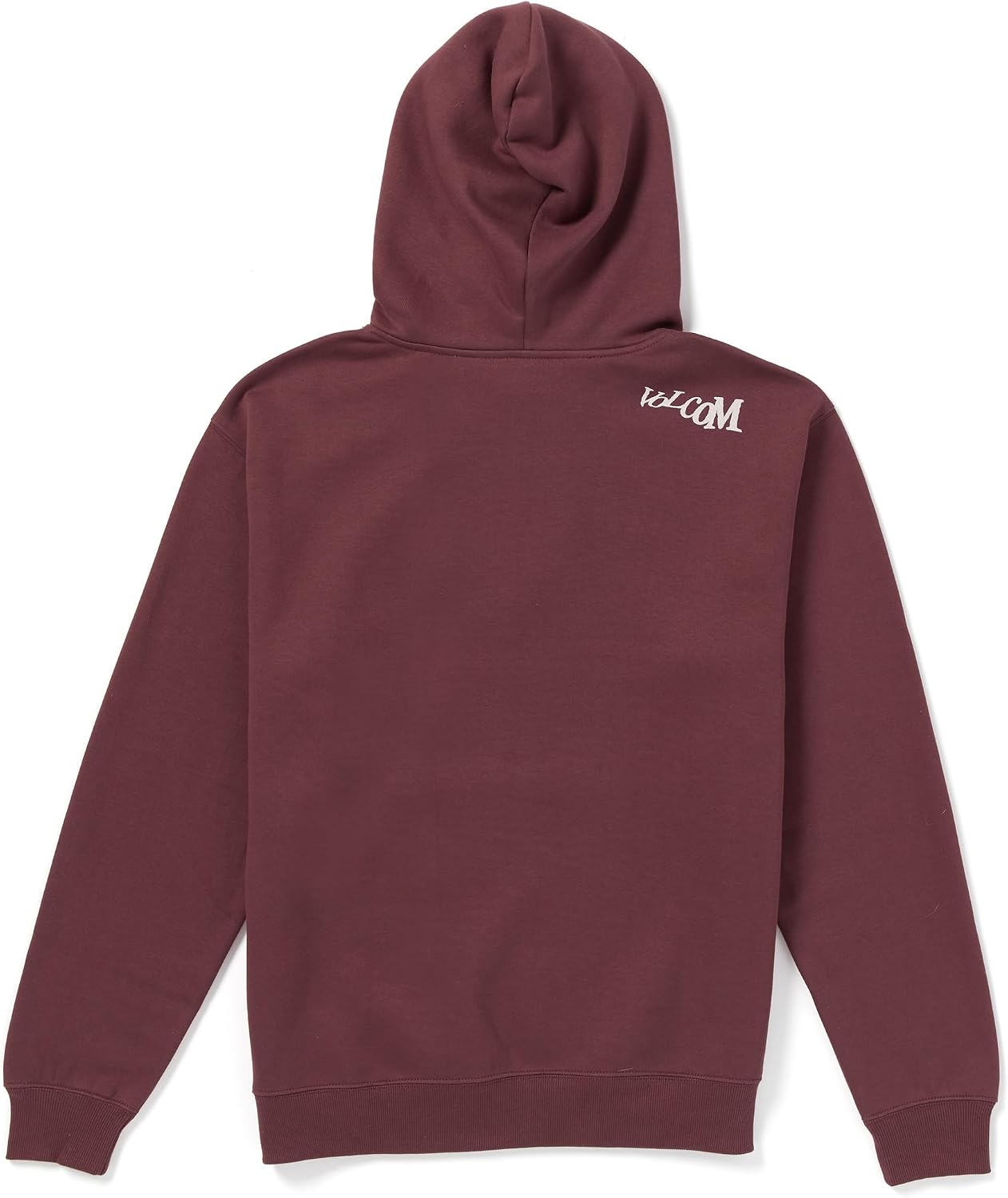 Volcom Men's Pullover Logo Fleece Hooded Sweatshirt – Soft Brushed Interior, Classic Fit, Kangaroo Pocket, Ribbed Cuffs & Hem Merlot