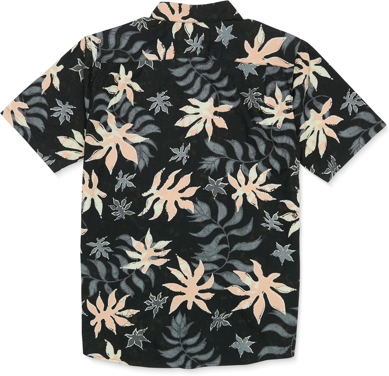 Volcom Men's Regular Marble Floral Short Sleeve Button Down Hawaiian Shirt Black