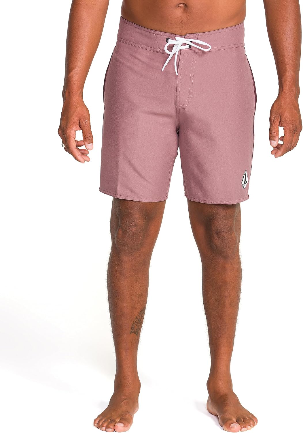 Volcom Men's 18" Boardshorts – Stretch Swim Trunks with Drawstring Waist and Back Flap Pocket Lawton Bordeaux Brown