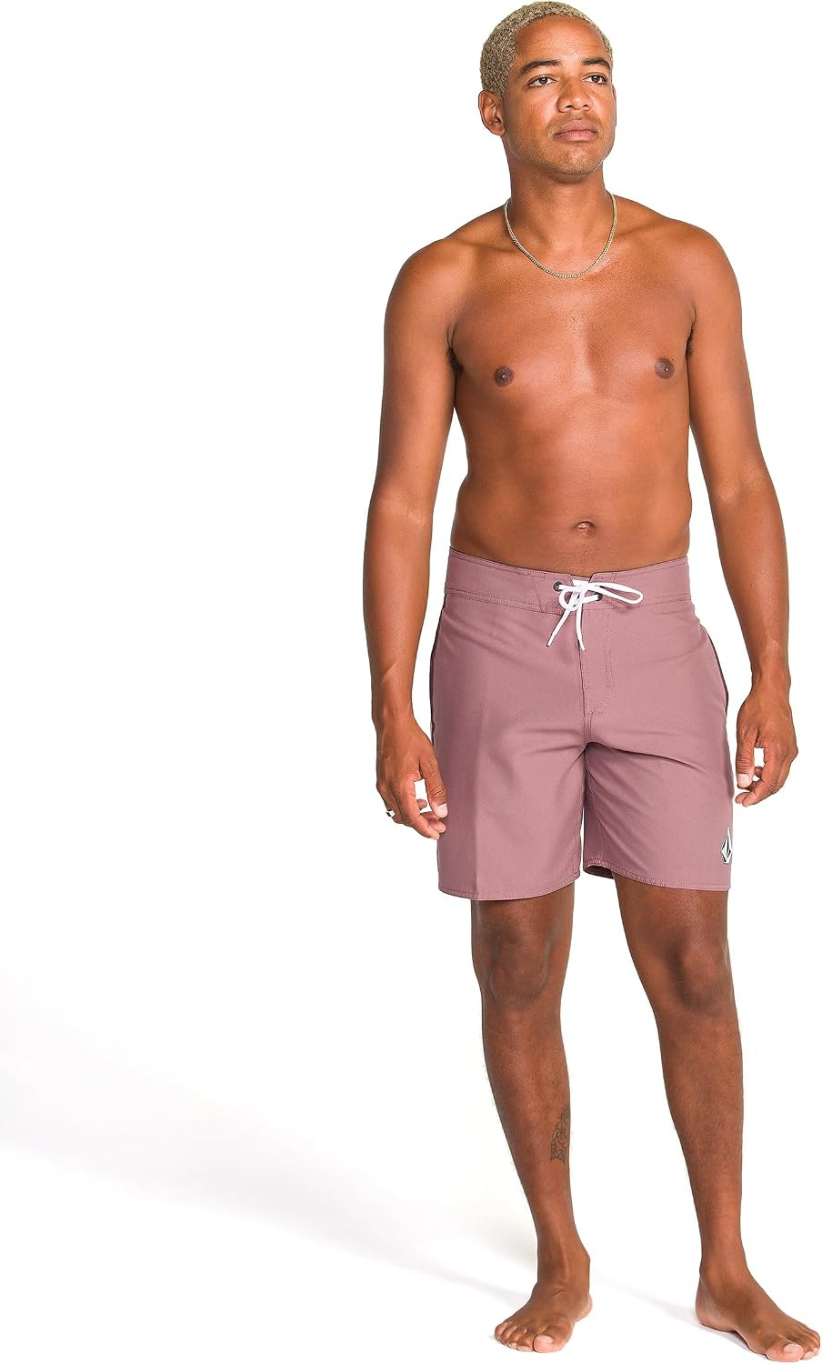 Volcom Men's 18" Boardshorts – Stretch Swim Trunks with Drawstring Waist and Back Flap Pocket Lawton Bordeaux Brown