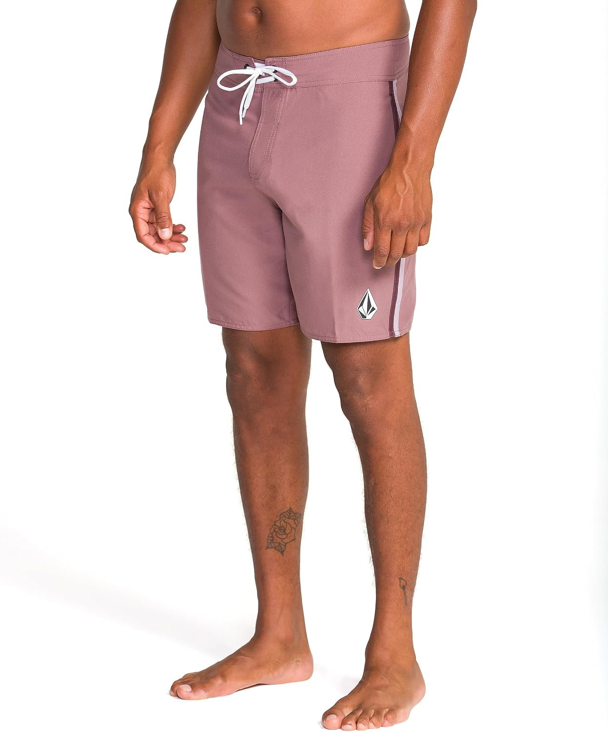 Volcom Men's 18" Boardshorts – Stretch Swim Trunks with Drawstring Waist and Back Flap Pocket Lawton Bordeaux Brown