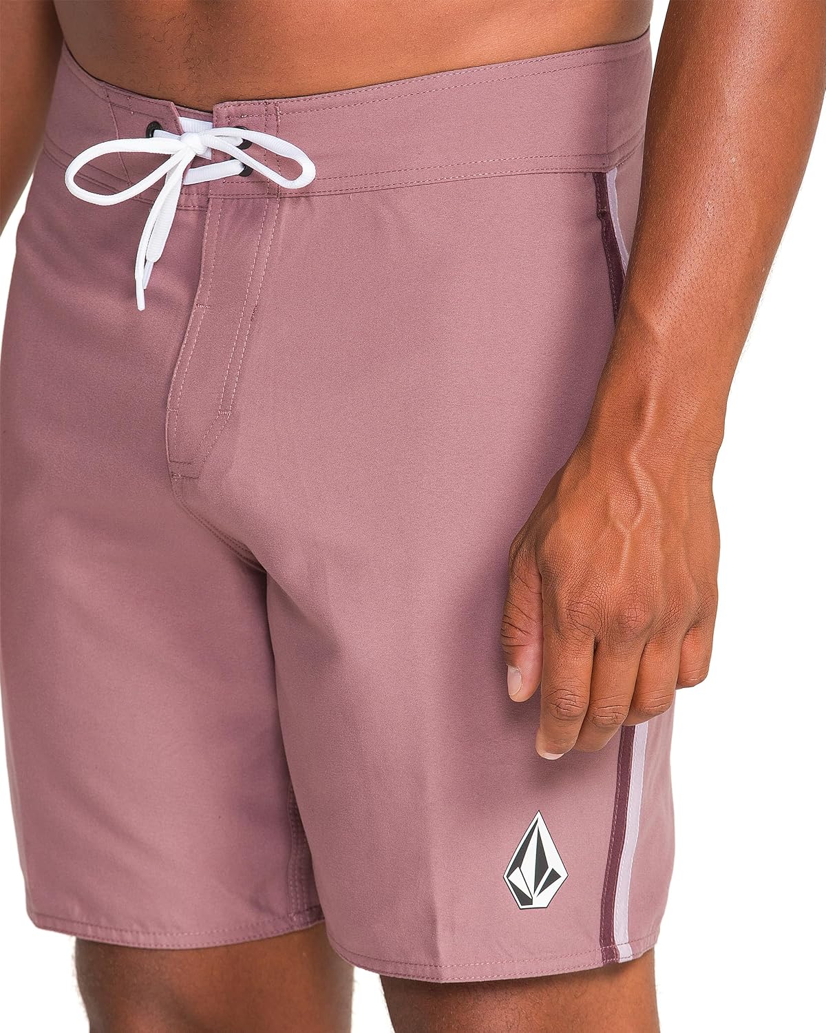 Volcom Men's 18" Boardshorts – Stretch Swim Trunks with Drawstring Waist and Back Flap Pocket Lawton Bordeaux Brown
