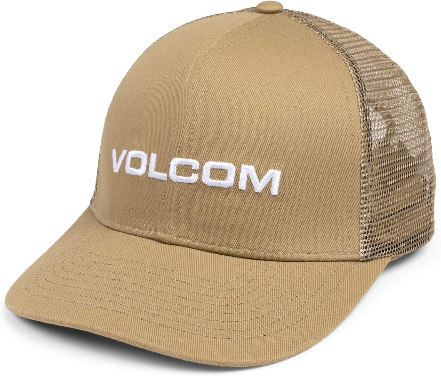 Volcom Men's Cheese Trucker Hat – 6-Panel Mesh Back Snapback Cap Khaki Euro