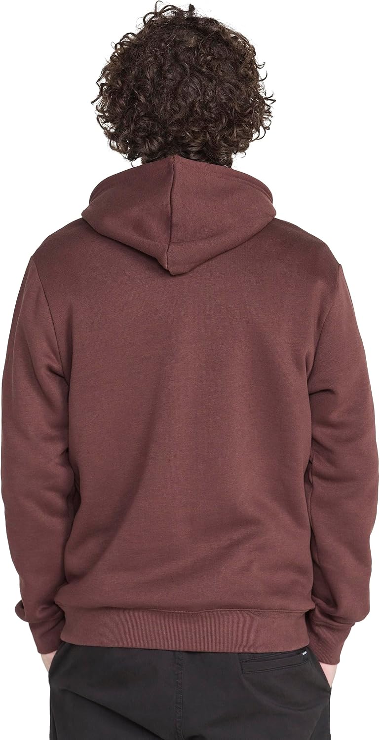 Volcom Men's Pullover Logo Fleece Hooded Sweatshirt – Soft Brushed Interior, Classic Fit, Kangaroo Pocket, Ribbed Cuffs & Hem Pumice