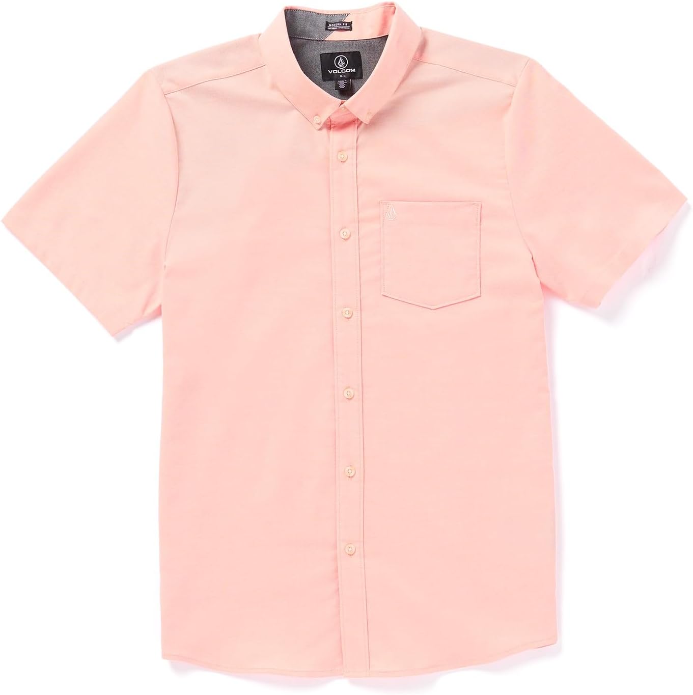Volcom Men's Everett Oxford Short Sleeve Button Down Woven Shirt Salmon Pink