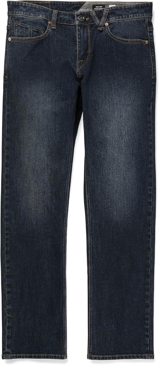 Volcom Men's Solver Stretch Denim Jeans-Modern Fit Pant New Vintage Blue