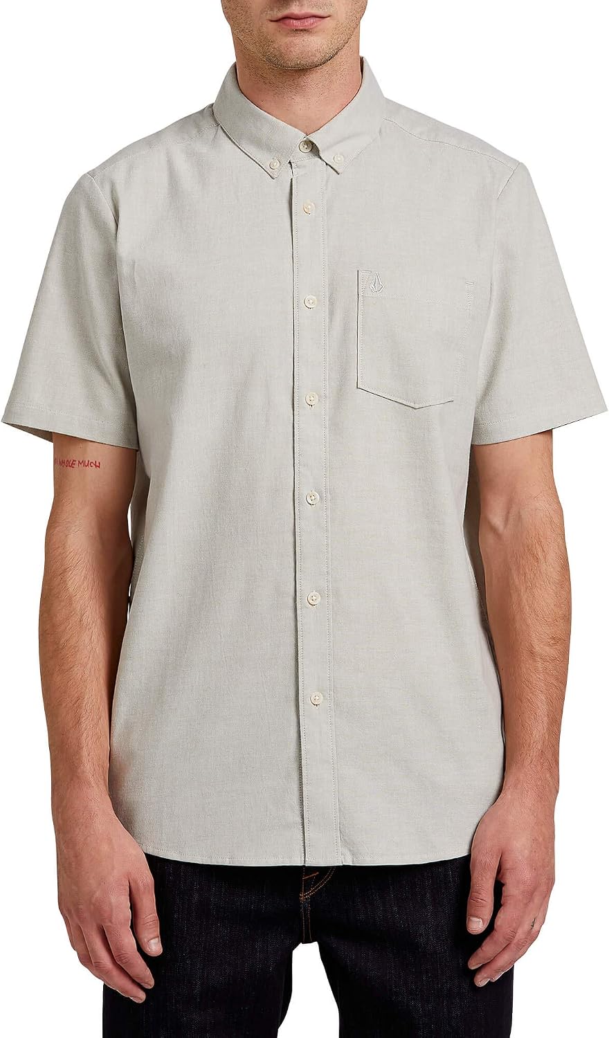 Volcom Men's Everett Oxford Short Sleeve Button Down Woven Shirt Sea Grass Green