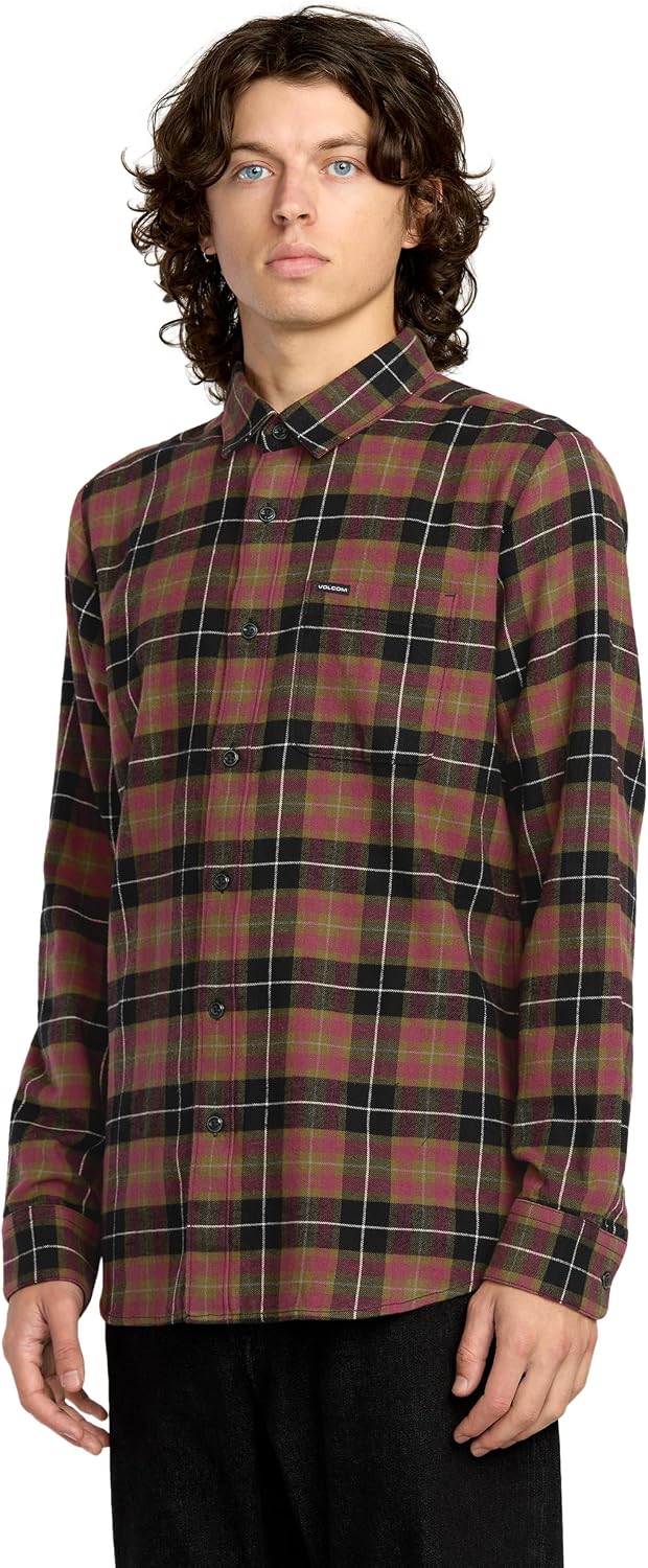 Volcom Men's Caden Plaid Long Sleeve Black