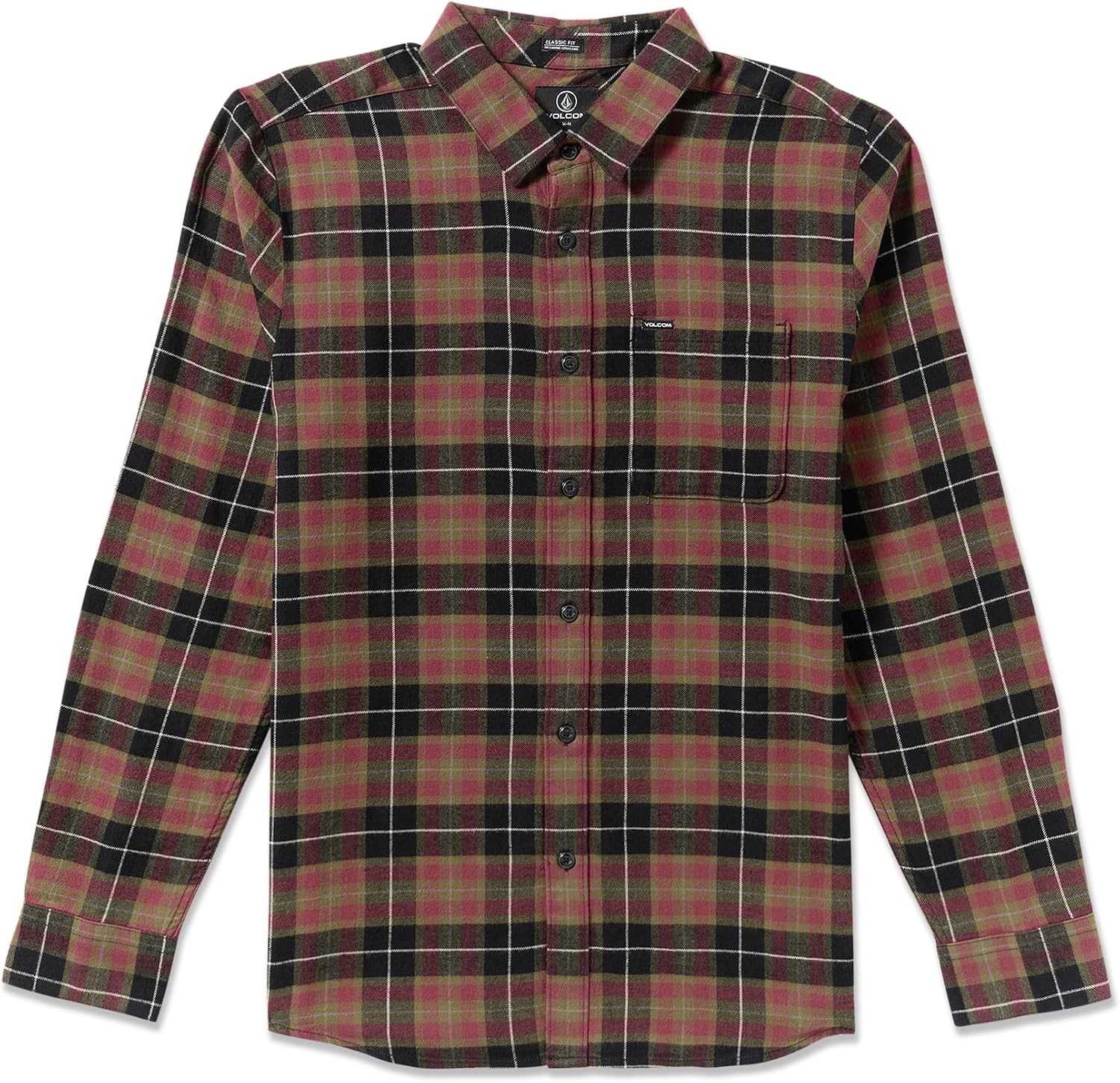 Volcom Men's Caden Plaid Long Sleeve Black