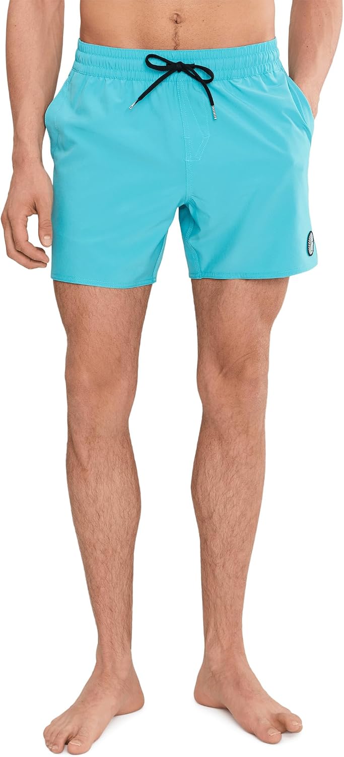 Volcom Men's 16" Elastic Waist Swim Trunks- Stretchable, UPF 50+, Quick Dry Swim Bottoms Turqish