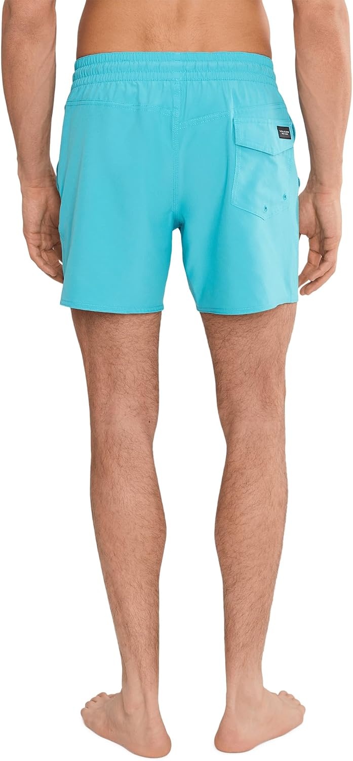 Volcom Men's 16" Elastic Waist Swim Trunks- Stretchable, UPF 50+, Quick Dry Swim Bottoms Turqish