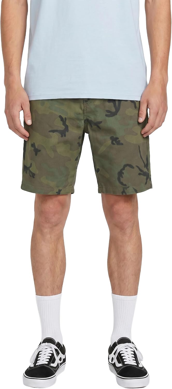 Volcom Men's Vmonty Stretch 22 Chino Shorts – Casual Everyday Wear, Relaxed Fit Green Combo