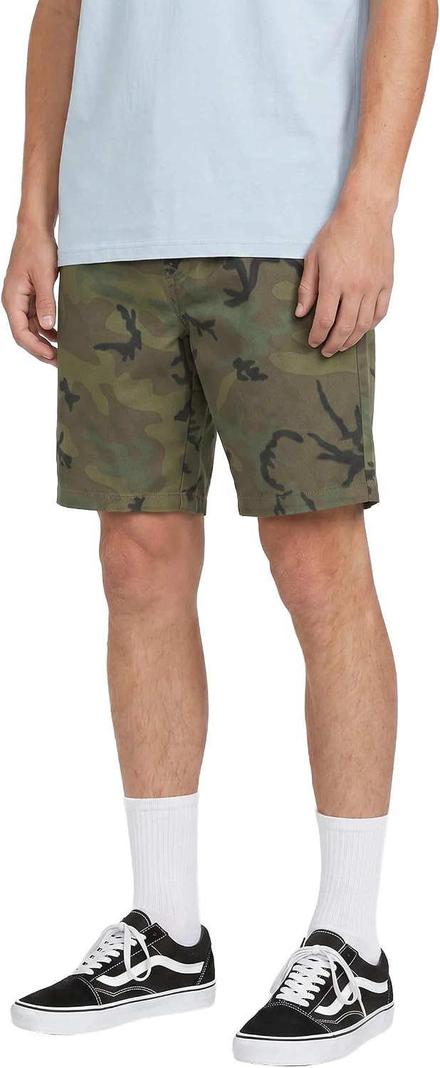 Volcom Men's Vmonty Stretch 22 Chino Shorts – Casual Everyday Wear, Relaxed Fit Green Combo