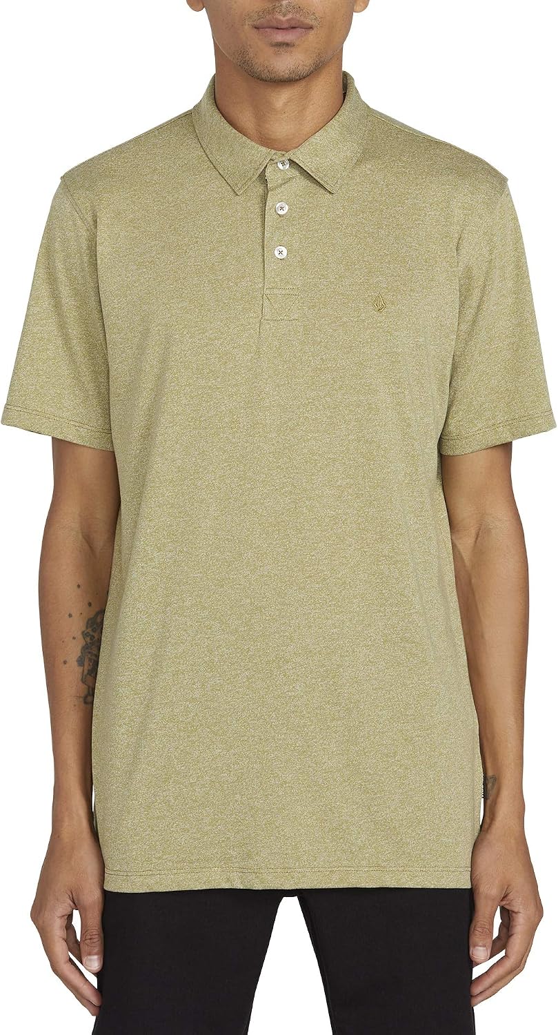 Volcom Men's Wowzer Modern Fit Short Sleeve Polo Shirt Mossstone