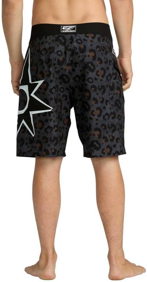 Volcom Men's 16" Elastic Waist Swim Trunks- Stretchable, UPF 50+, Quick Dry Swim Bottoms Asphalt Black