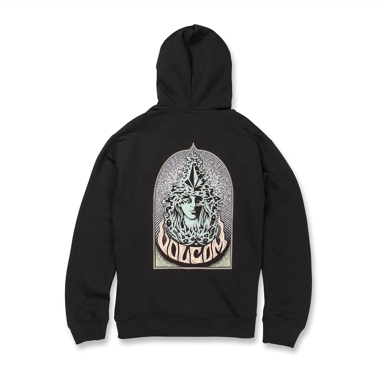 Volcom Men's Pullover Logo Fleece Hooded Sweatshirt – Soft Brushed Interior, Classic Fit, Kangaroo Pocket, Ribbed Cuffs & Hem Black Black